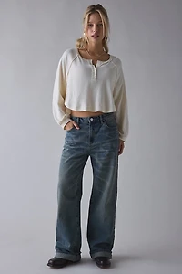 BDG Logan Oversized Long Sleeve Henley Top