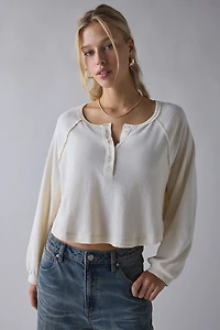 BDG Logan Oversized Long Sleeve Henley Top