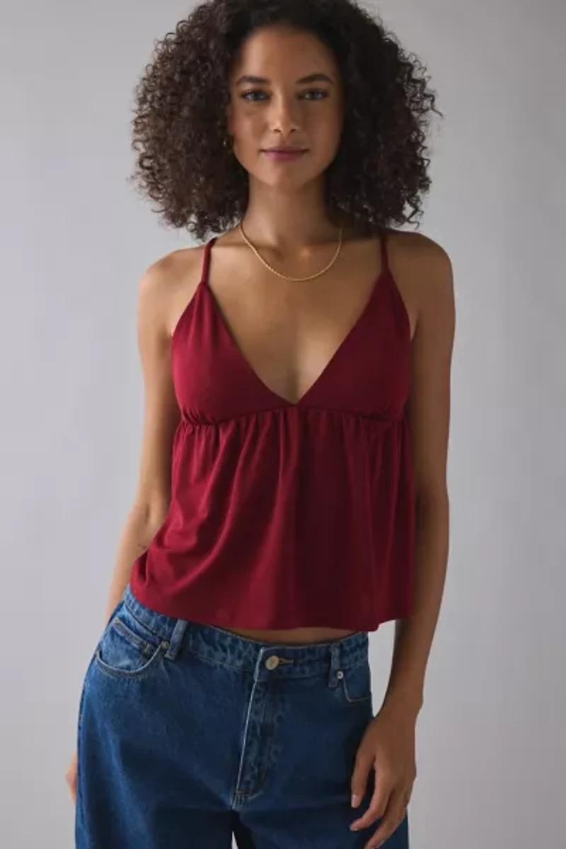 Kimchi Blue Jaelyn Jersey Knit Plunging Babydoll Cami