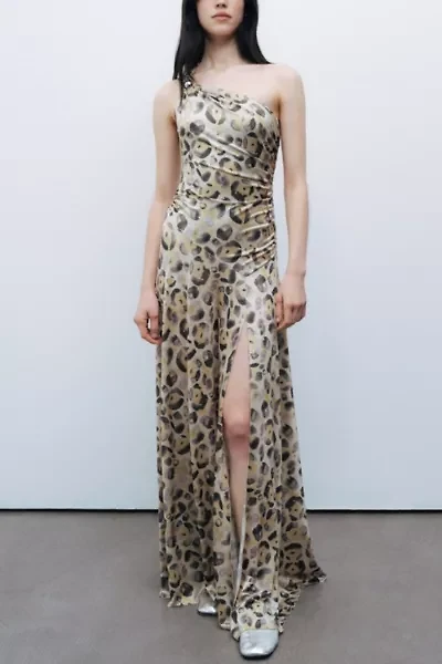 Nocturne One Shoulder Printed Maxi Dress