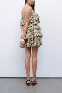 Nocturne Belted Ruffle Mini Dress