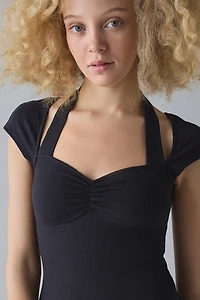 Kimchi Blue Angelica Cap Sleeve Halter Pinch-Front Top