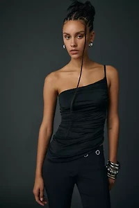 UO Claire Ruched Asymmetric One-Shoulder Top