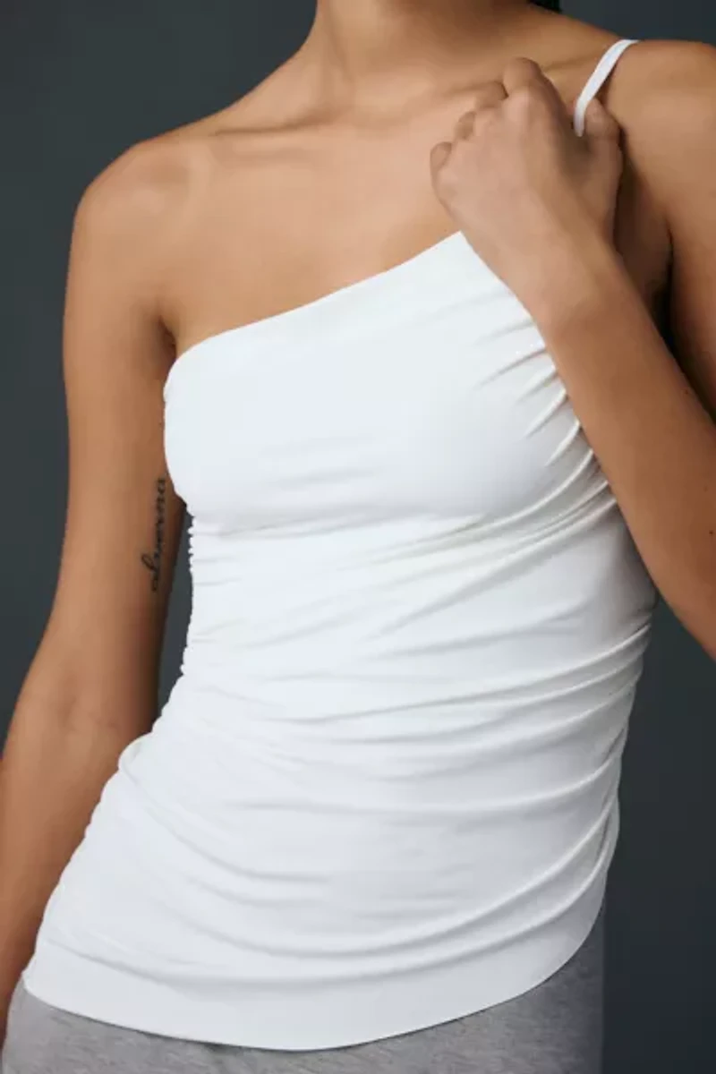 UO Claire Ruched Asymmetric One-Shoulder Top