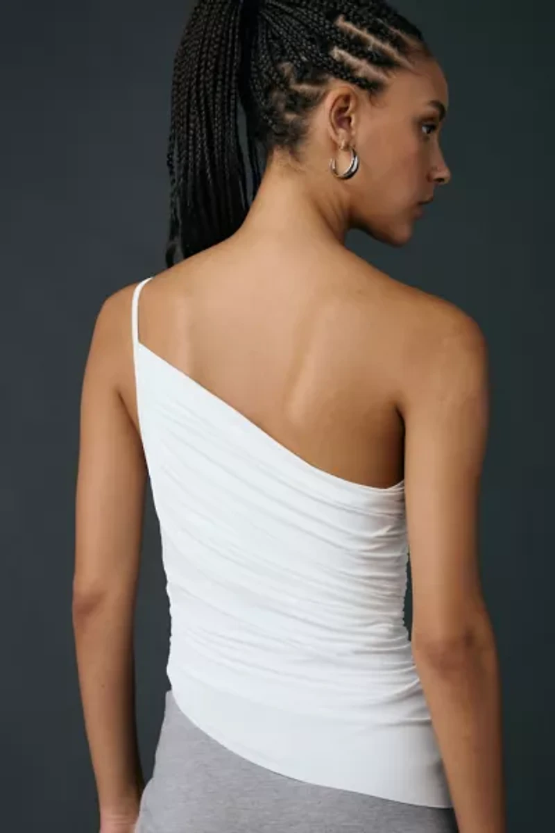 UO Claire Ruched Asymmetric One-Shoulder Top