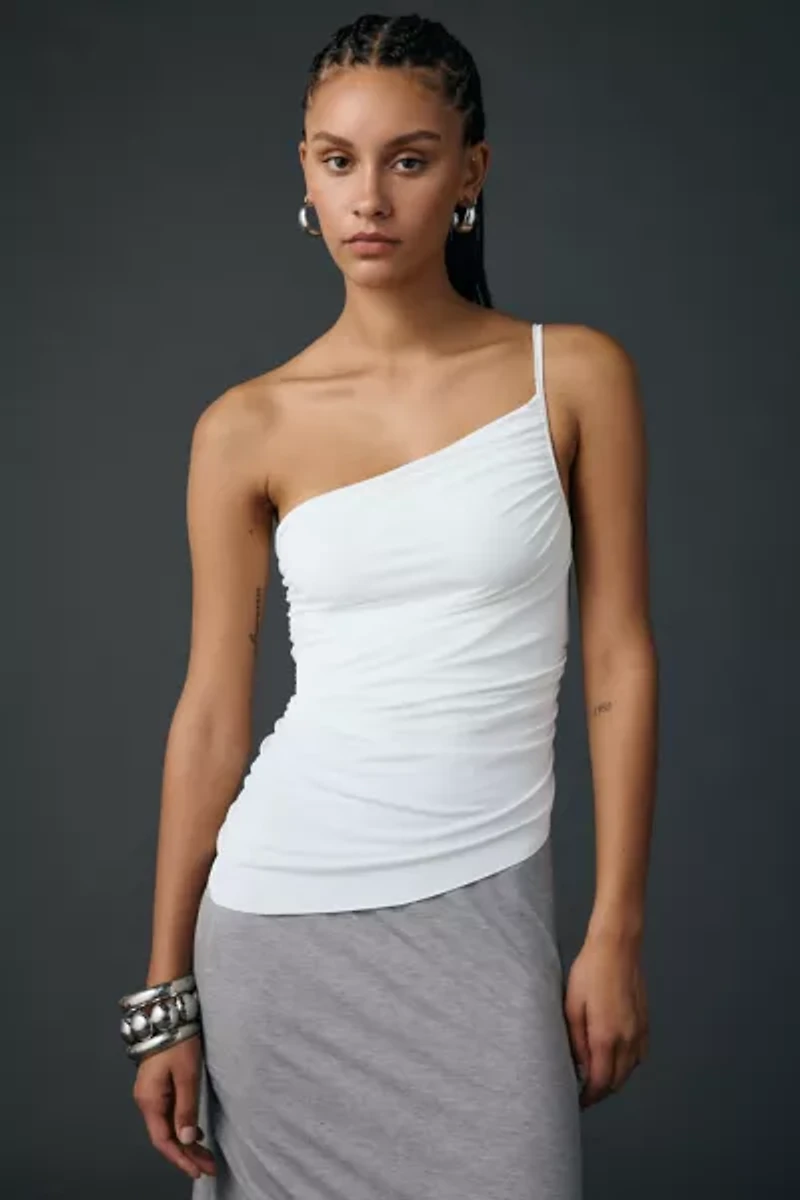 UO Claire Ruched Asymmetric One-Shoulder Top