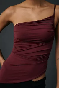 UO Claire Ruched Asymmetric One-Shoulder Top