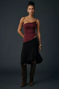 UO Claire Ruched Asymmetric One-Shoulder Top