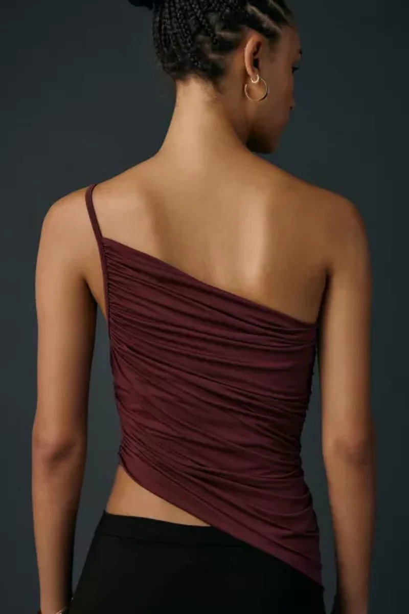 UO Claire Ruched Asymmetric One-Shoulder Top
