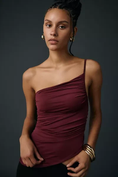 UO Claire Ruched Asymmetric One-Shoulder Top