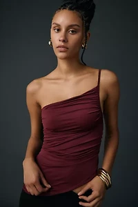 UO Claire Ruched Asymmetric One-Shoulder Top