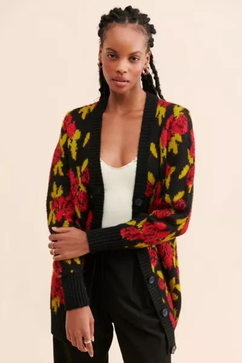Reign Floral Intarsia Knit Cardigan
