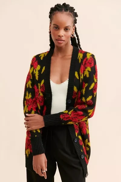 Reign Floral Intarsia Knit Cardigan