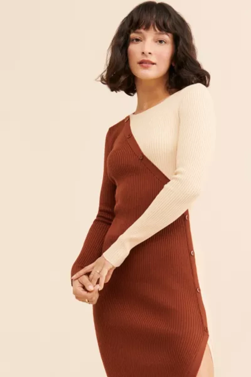4SI3NNA Colorblock Button Front Dress