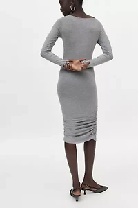 Eliza Long Sleeve Ruched Bodycon Midi Dress