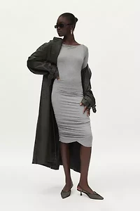 Eliza Long Sleeve Ruched Bodycon Midi Dress
