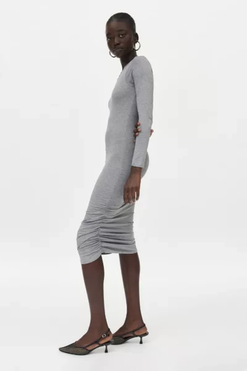 Eliza Long Sleeve Ruched Bodycon Midi Dress