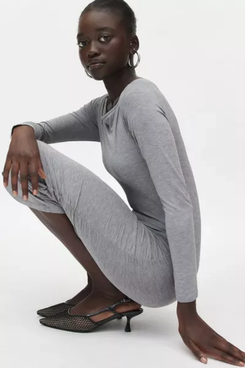 Eliza Long Sleeve Ruched Bodycon Midi Dress