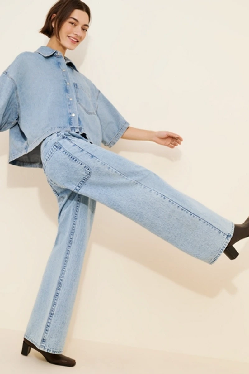 JUST BLACK DENIM Relaxed Wide-Leg Jeans