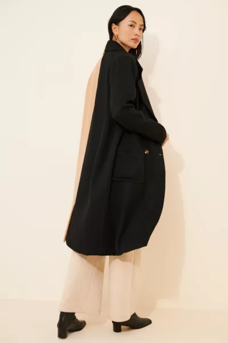 4SI3NNA Perry Two-Tone Wool Blend Longline Coat