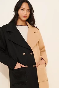 4SI3NNA Perry Two-Tone Wool Blend Longline Coat