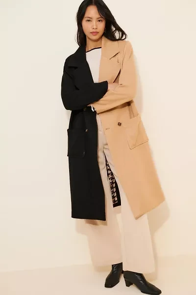4SI3NNA Perry Two-Tone Wool Blend Longline Coat
