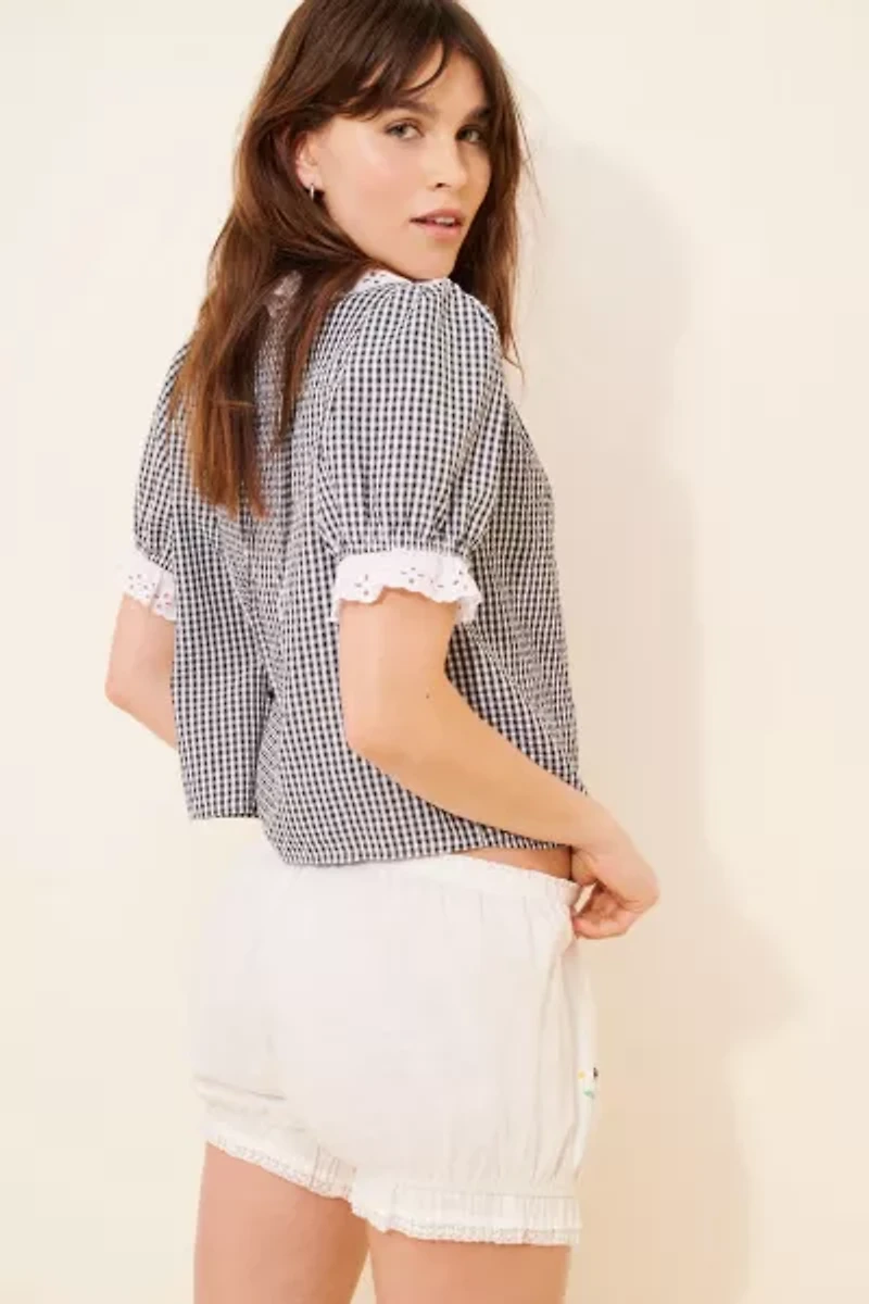 Lisa Says Gah Franny Embroidered Linen Blend Bloomers