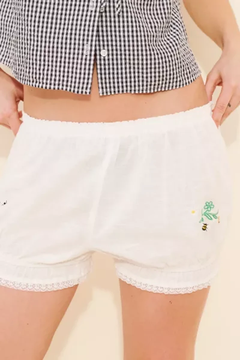 Lisa Says Gah Franny Embroidered Linen Blend Bloomers