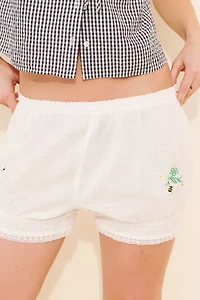 Lisa Says Gah Franny Embroidered Linen Blend Bloomers