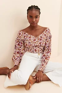 BB Dakota Broken Paisley Smocked Top
