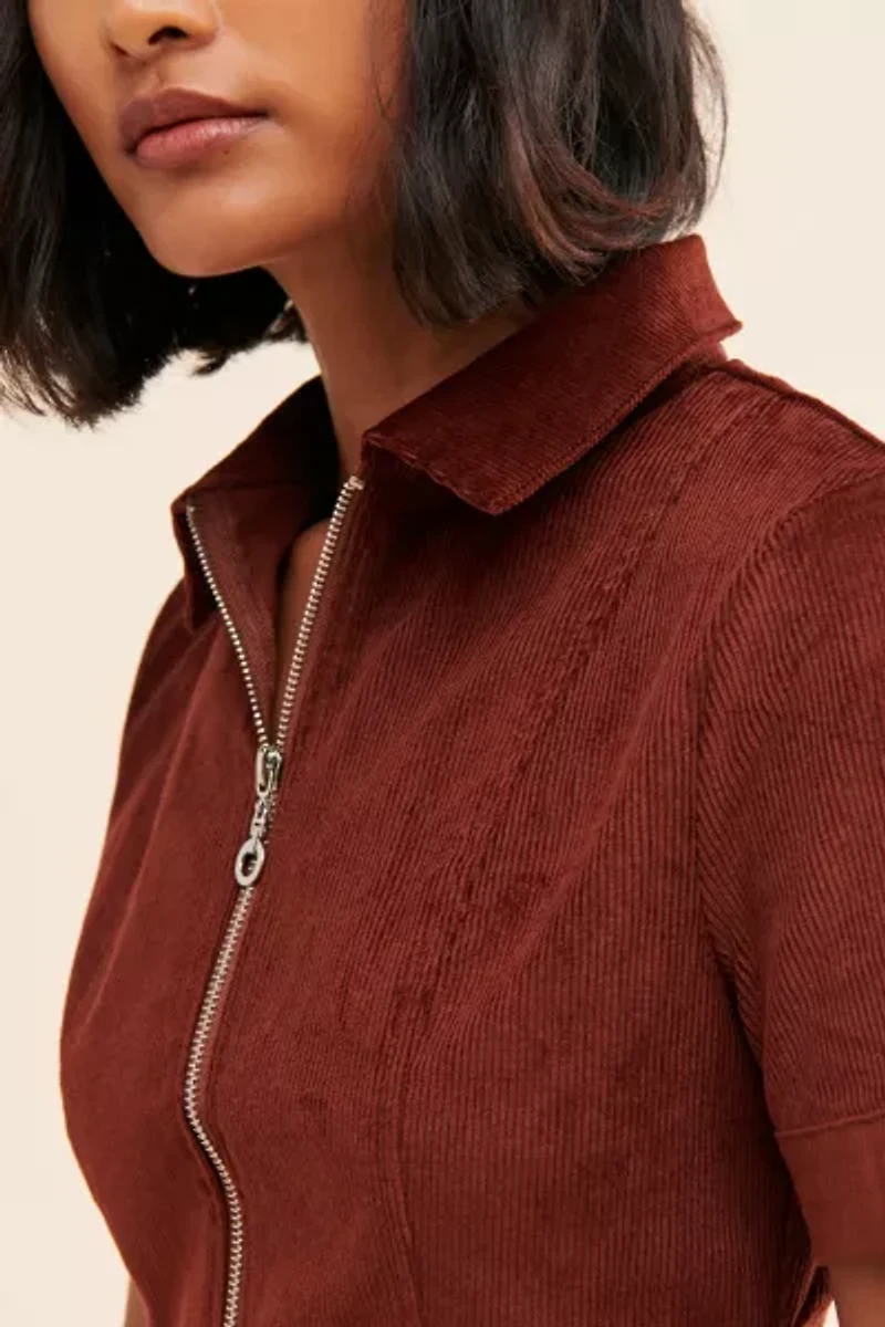 Glamorous Corduroy Zip Up Dress