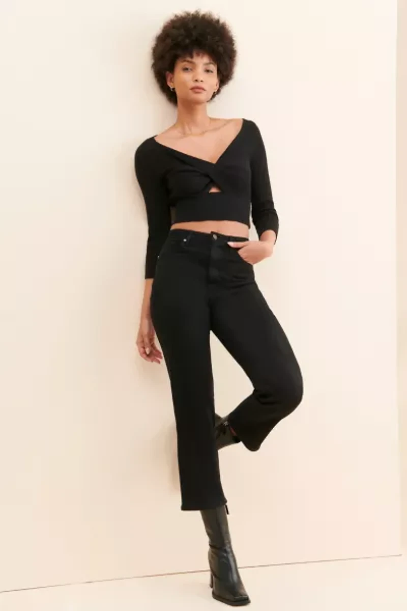 JUST BLACK DENIM Ribcage Cropped Straight Leg Jeans
