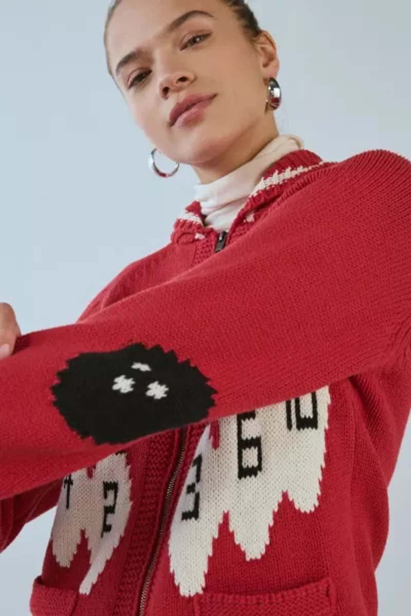 BDG Scottie Graphic Knit Zip-Up Cardigan