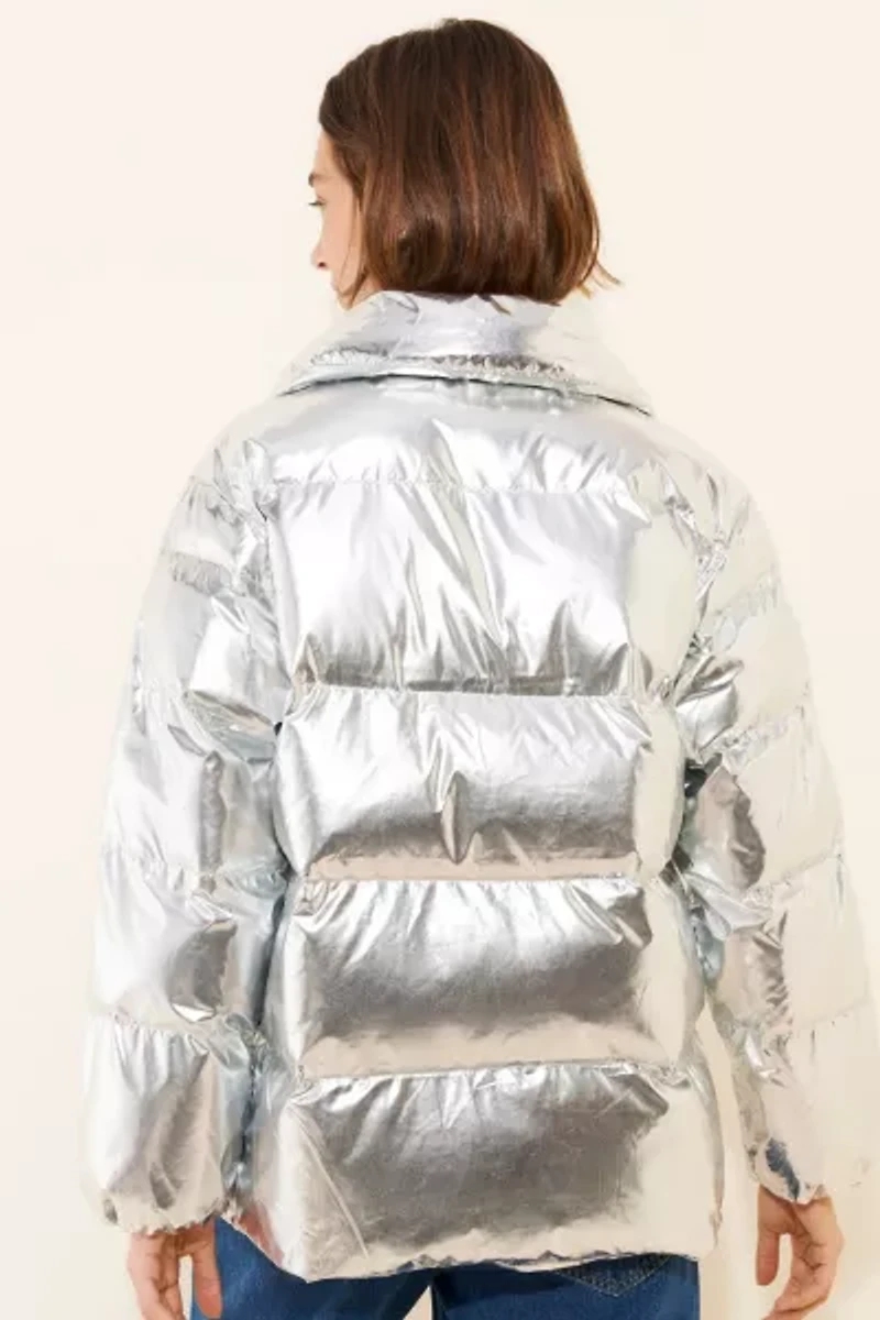 Endless Rose Metallic Puffer Jacket