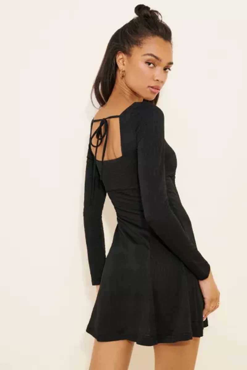 Dizzy Lizzy Long Sleeve Square-Neck Mini Dress