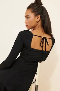 Dizzy Lizzy Long Sleeve Square-Neck Mini Dress