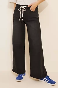 JUST BLACK DENIM Wide Leg Drawstring Jeans