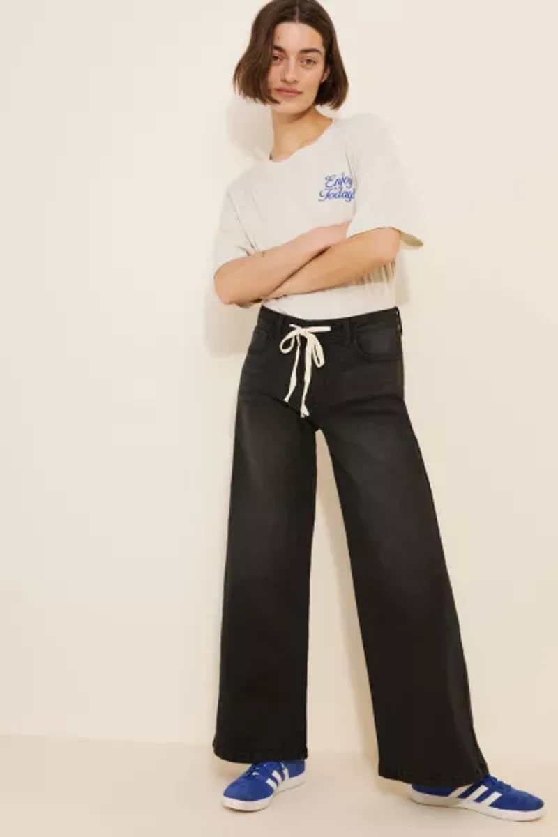 JUST BLACK DENIM Wide Leg Drawstring Jeans