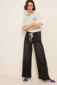 JUST BLACK DENIM Wide Leg Drawstring Jeans