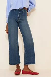 JUST BLACK DENIM Mid-Rise Crop Wide Leg Jeans