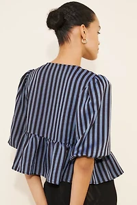 Glamorous Striped Tie Front Blouse