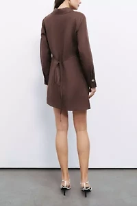 Nocturne Linen Ruched Mini Dress