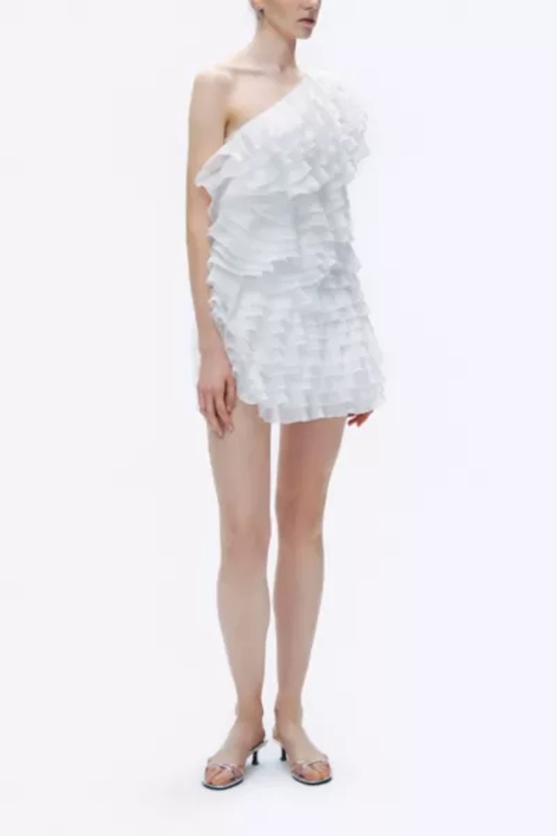 Nocturne One Shoulder Ruffled Mini Dress