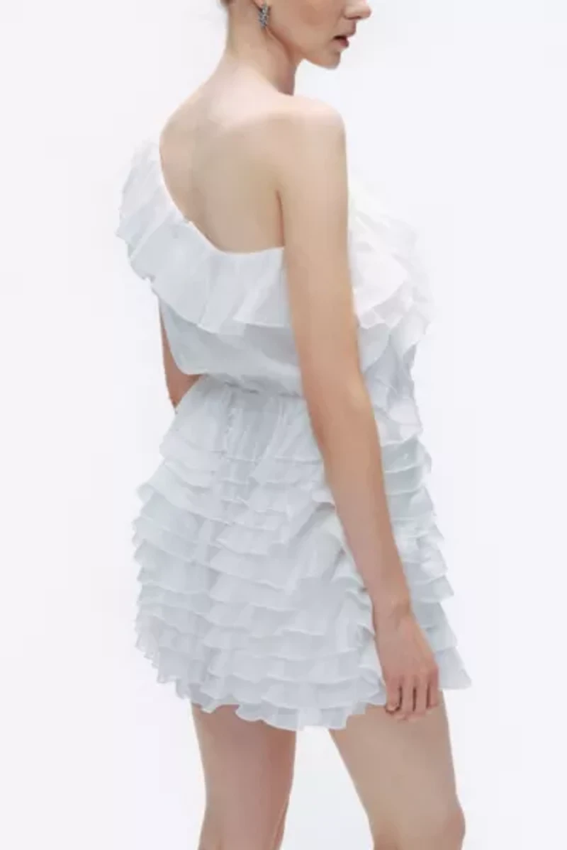 Nocturne One Shoulder Ruffled Mini Dress