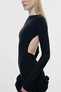 Nocturne Ruffled Open-Back Mini Dress