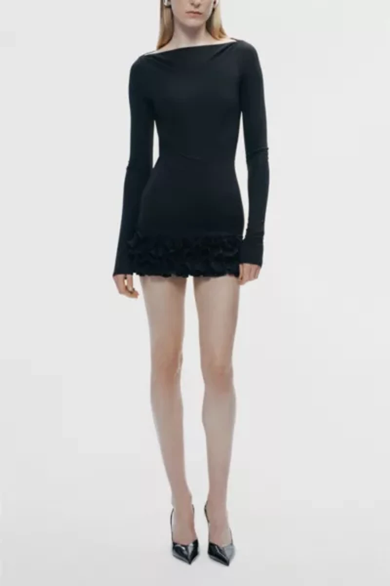 Nocturne Ruffled Open-Back Mini Dress