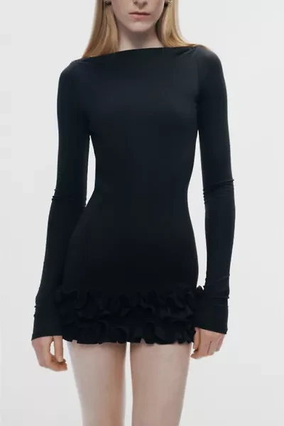 Nocturne Ruffled Open-Back Mini Dress