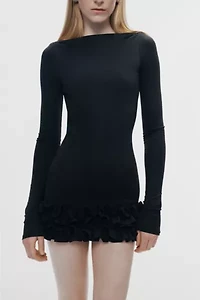 Nocturne Ruffled Open-Back Mini Dress