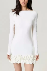 Nocturne Ruffled Open-Back Mini Dress