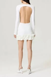 Nocturne Ruffled Open-Back Mini Dress